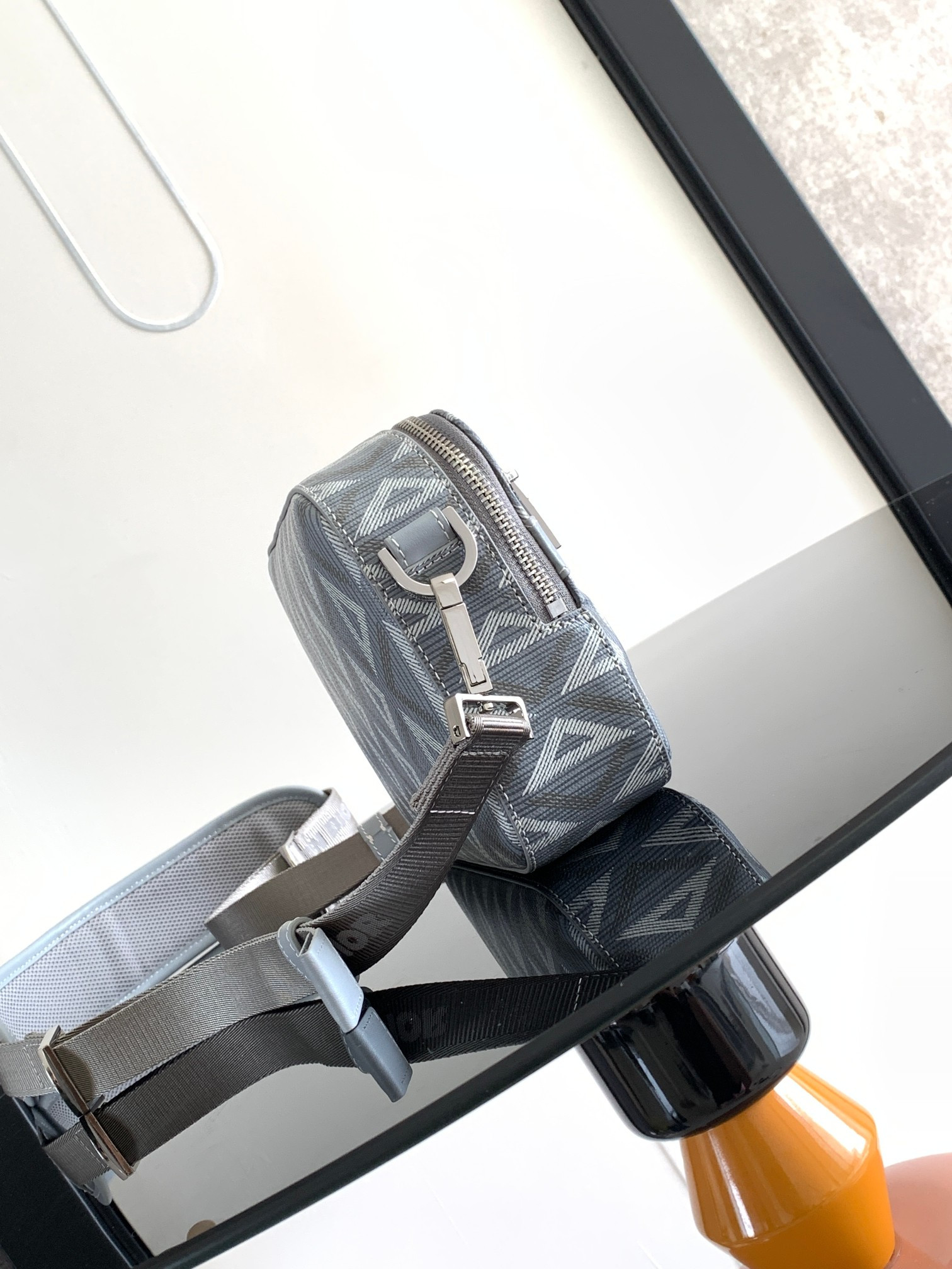 D*or safari bag with strap light gray 8.5 x 6 x 2.5 inches