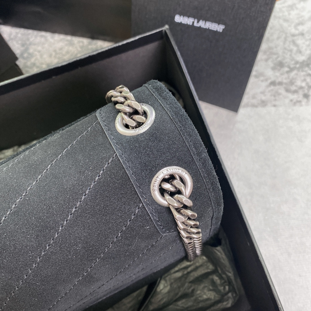 Y*L niki medium in suede black 11 x 7.8 x 3.3 inches