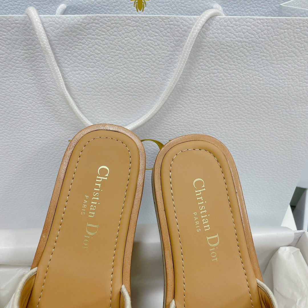 ua D*oriviera dway platform slide white embroidered cotton